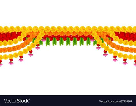 colorful garland with flowers on white background