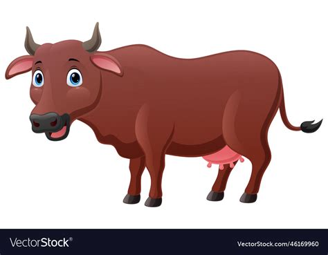 Cute buffalo cartoon on white background Vector Image