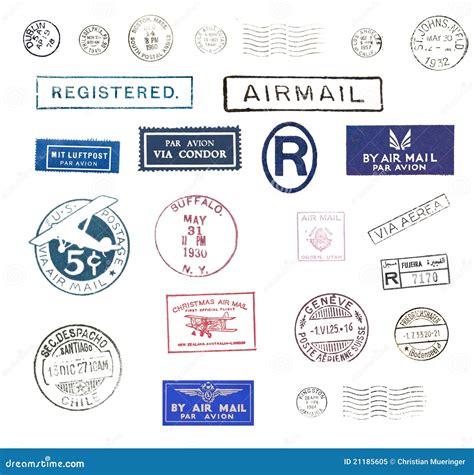 Vintage airmail stamps stock illustration. Illustration of registered - 21185605