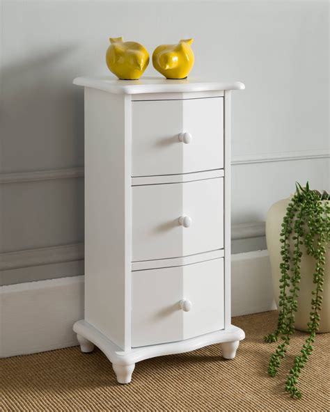 Declan White Wood Accent Display Chest Cabinet With 3 Storage Drawers ...