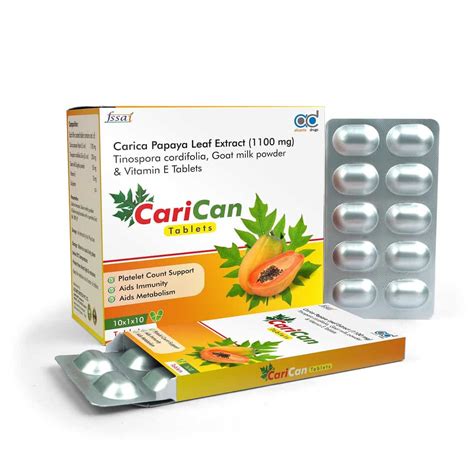 Carica Papaya Leaf Extract 1100 mg Tablets | Dengue Fever Treatment ...