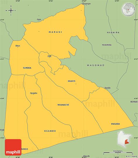 Savanna Style Simple Map of KISII