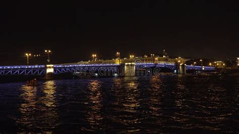 Bridge with Illumination Over the River at Night Stock Image - Image of ...