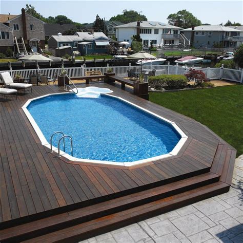 semi inground pools with walk in steps - Google Search | Backyard pool ...