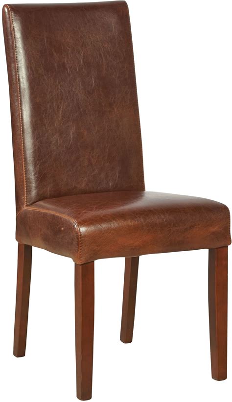 Warm Brown Leather Parsons Chair Set of 2 from Furniture Classics | Coleman Furniture