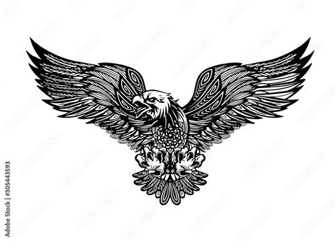 Eagle emblem isolated on white vector illustration. American symbol of ...