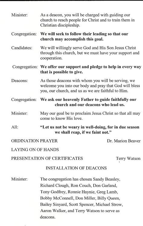 Baptist Deacon Ordination Program - workersoftware