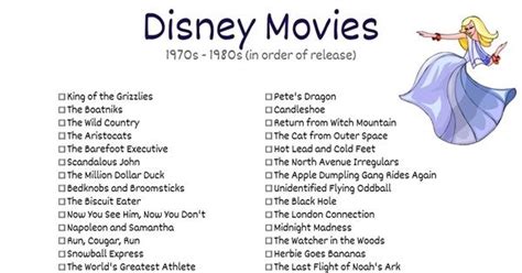 Disney Movies List 1970s and 1980s | Disney movies list, Disney movies, Movies