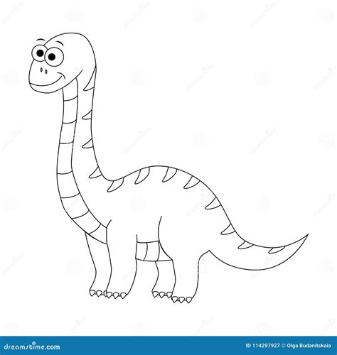 Colorless Funny Cartoon Diplodocus. Vector Illustration Stock Vector - Illustration of ancient ...