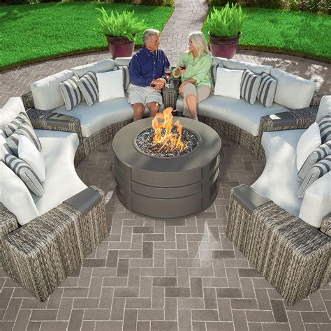 Curved Patio Set With Fire Pit - Patio Ideas