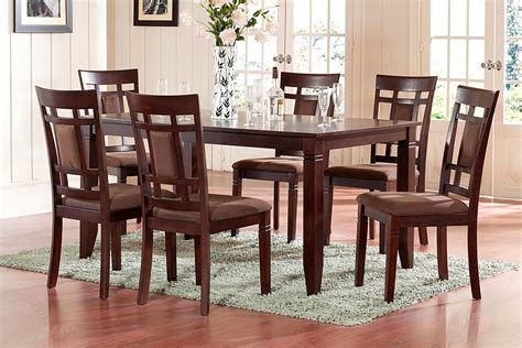 The Room Style 7 piece Cherry Finish Solid Wood Dining Table Set - For ...