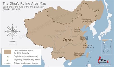 Qing Dynasty Map, Map of Qing's Ruling Area in China