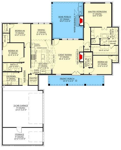 Plan 56482SM: Exclusive 4-Bed Acadian-style House Plan with Courtyard Garage with Dedicated ...