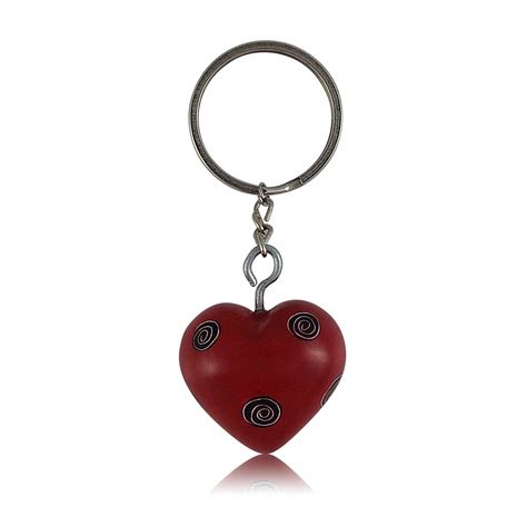 Red Soapstone Heart Keychain (Hand Made in Kenya) by Venture Imports | The Black Art Depot