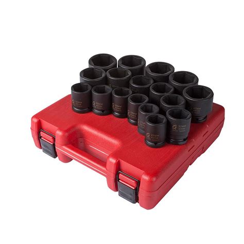 Sunex 3/4 in. Drive Heavy Duty Metric Impact Socket Set (17-Piece)-4684 - The Home Depot