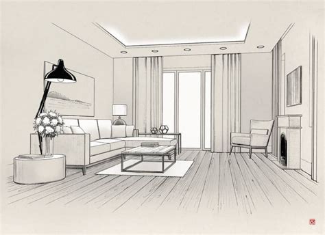 Salle de dessin de croquis de design d\'intérieur | Interior architecture drawing, Interior ...