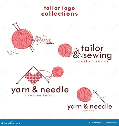 Knitting and Crochet Logo Set, Needle and Yarn Logo, Simple Knitting Collections Logo Vector ...