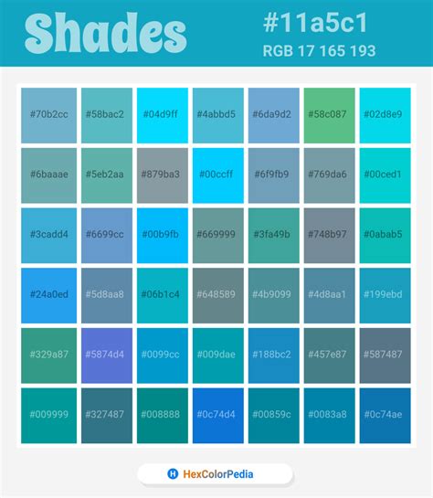 75 Shades Of Cyan Color (Names, HEX, RGB, CMYK Codes) –, 54% OFF