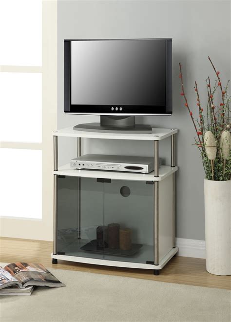 Designs2Go TV Stand with Black Glass Cabinet, White - Walmart.com