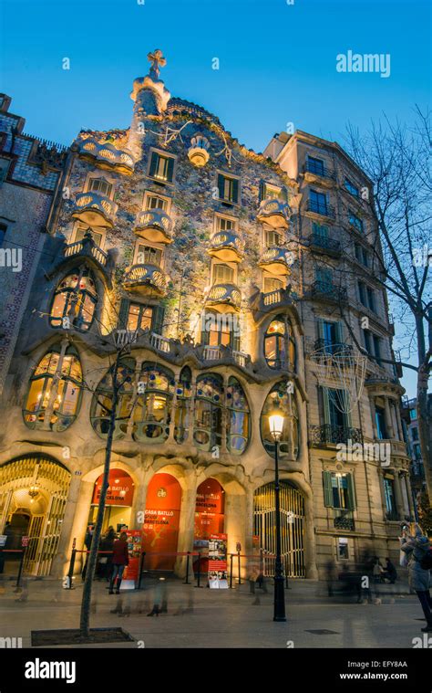 Night view of Casa Batllo, Barcelona, Spain Stock Photo - Alamy