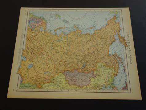 Old vintage map of Soviet Union USSR in Asia 1950 Dutch