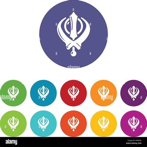 Khanda symbol sikhism religion icons set vector color Stock Vector Image & Art - Alamy