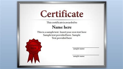 Free Certificate Template for PowerPoint 2010 & 2013