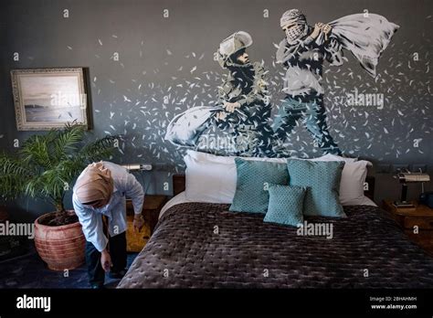 Banksy Art in Bethlehem, Palestine Stock Photo - Alamy