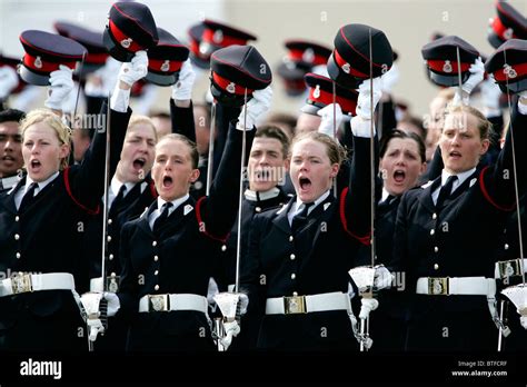 Three cheers from female officer cadets at the Passing Out Parade at ...