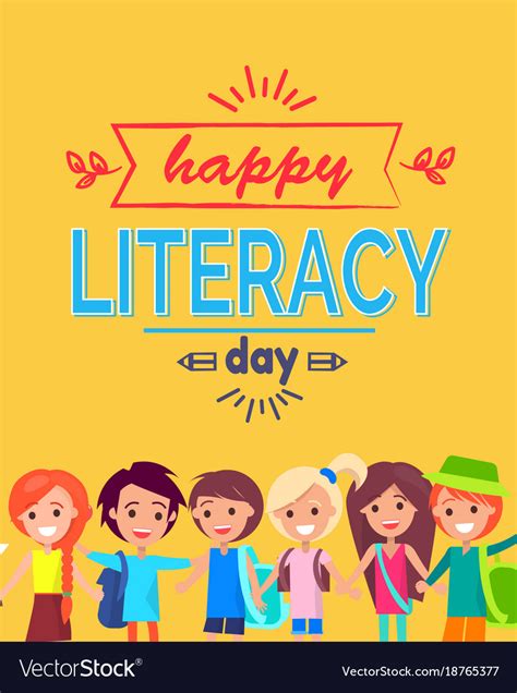 Happy literacy day poster Royalty Free Vector Image