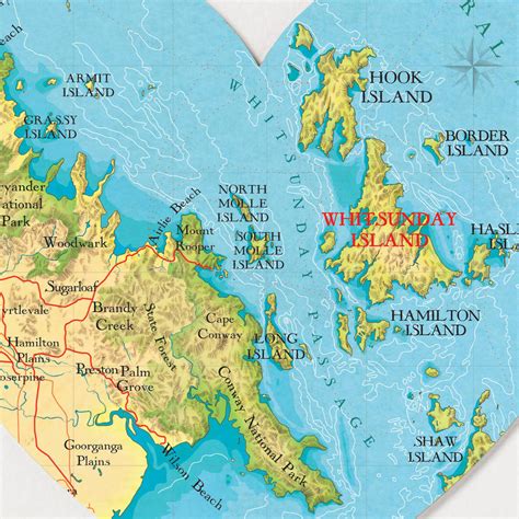 whitsunday islands map heart print by bombus | notonthehighstreet.com