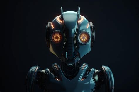 Premium AI Image | 3d rendering of a robot on a dark background with ...