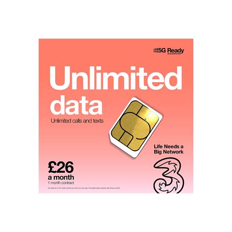 Three Unlimited Data SIM Only Contract 1 Month - Laptops Direct