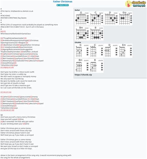 Hợp âm: Father Christmas - cảm âm, tab guitar, ukulele - lời bài hát | chords.vip