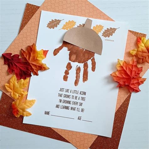 Handprint Acorn Poem | Preschool crafts fall, Toddler arts and crafts, Kids fall crafts