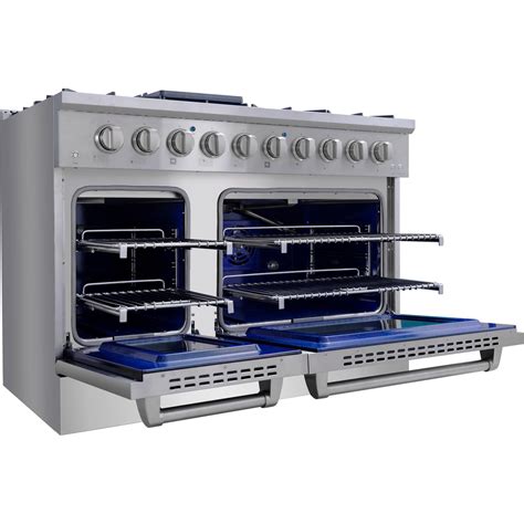 Forte FGR488BSS 48 Inch Natural Gas, All Gas Double Oven Freestanding ...