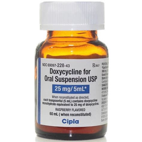 Doxycycline 25 mg per 5 ml Oral Suspension, 60 ml