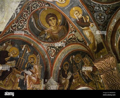 TURKEY Goreme Open Air Museum, Cappadocia. Frescoes of the Karanlik Stock Photo, Royalty Free ...