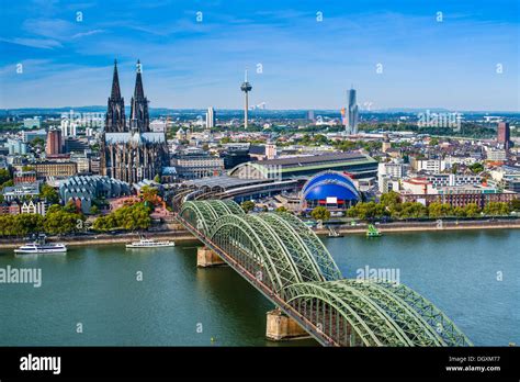 Cologne, Germany aerial view over the Rhine River Stock Photo - Alamy