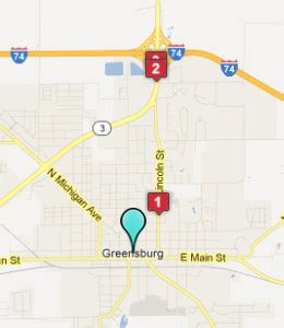 Map of Greensburg, IN hotels