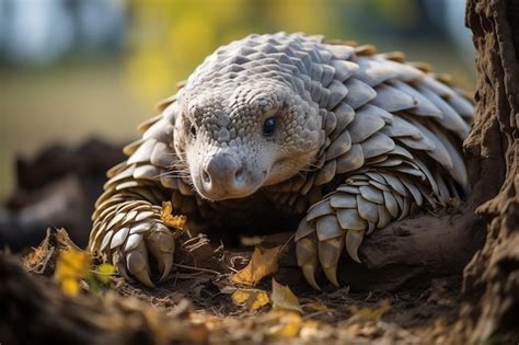 Premium AI Image | close up of pangolin curled