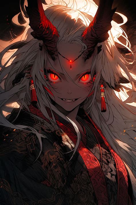 Girl, demon, devil, horns, red, anime, HD phone wallpaper | Peakpx