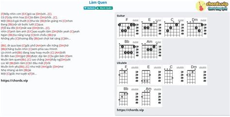 Chord: Làm Quen - tab, song lyric, sheet, guitar, ukulele | chords.vip