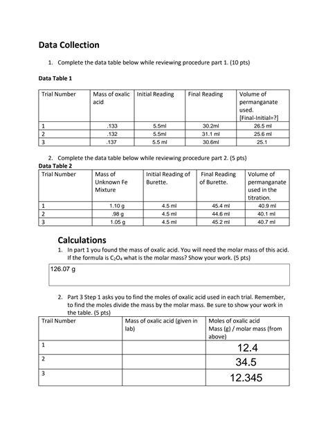 SOLUTION: Redox titration lab sheet - Studypool