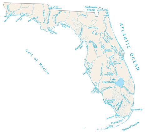 Florida Lakes and Rivers Map - GIS Geography