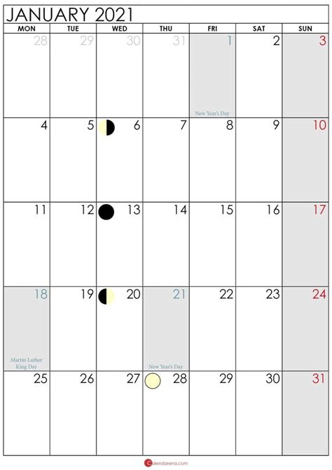 moon phase january 2021 | Calendar printables, Calendar template, Calendar