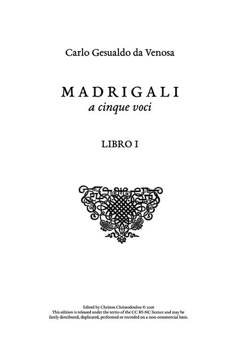 Madrigals, Libro 1 (Gesualdo, Carlo) - IMSLP: Free Sheet Music PDF Download