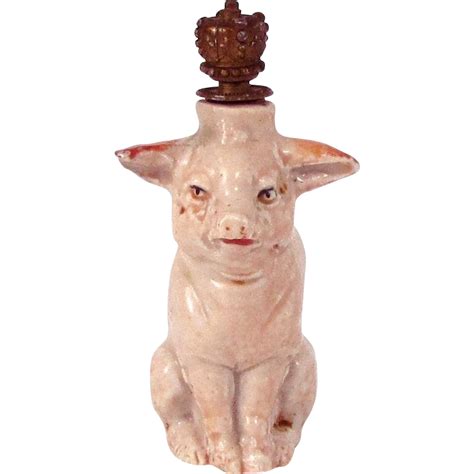 Early Vintage Sitting Pig German Crown Top Figural Perfume Bottle from charmalier on Ruby Lane ...