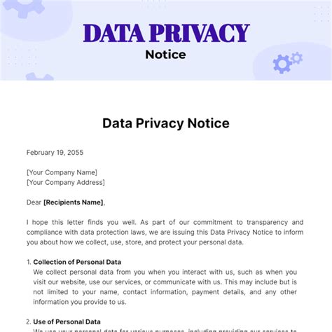 Data Privacy Notice Template - Edit Online & Download Example | Template.net