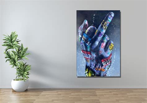 Middle Finger Graffiti Canvas Poster Art, Middle Finger Graffiti Canvas ...